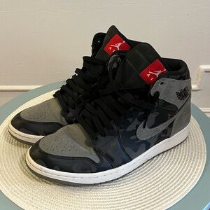 Men's Black and Gray Camo Jordan 1’s
